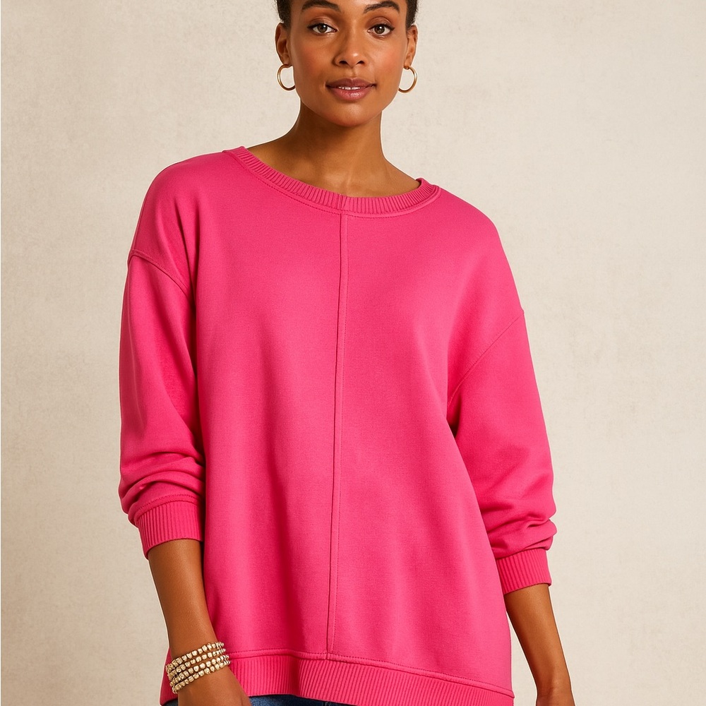 Chico's Vibrant Pink Crew Neck Sweater